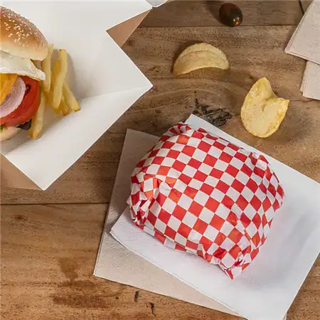 Vetvrij papier rood wit blok wikkelpapier hamburgervellen