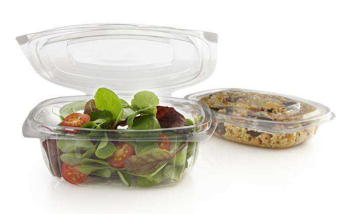 PLA saladebakje met scharnierdeksel fresh close