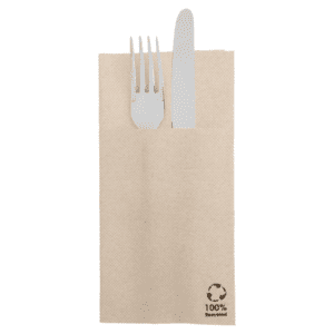 Servet gerecycled/ongebleekt pochette 40x40cm 1/8 vouw 2-laags