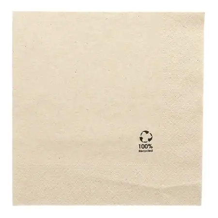 Servet gerecycled ongebleekt 33x33cm ¼ vouw 2-laags